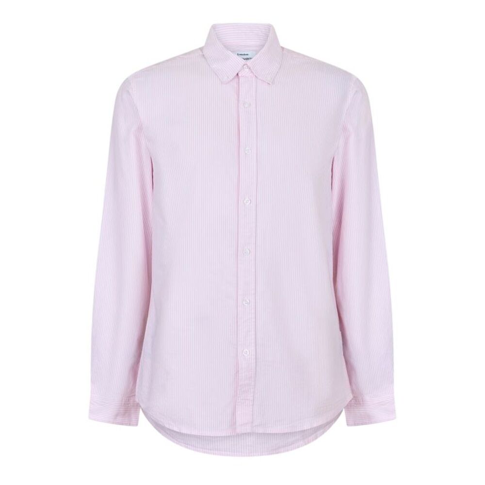 Peter Werth Mens Pinstripe Regular Long-Sleeved Shirt / Pink/White